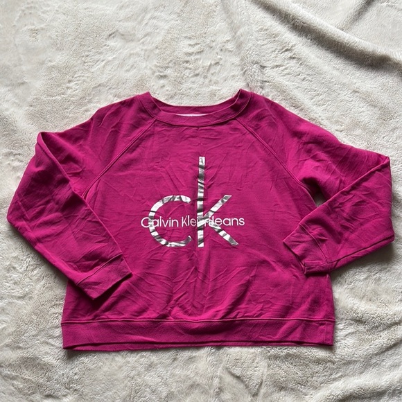 Calvin Klein Jeans Magenta Logo Sweater – Size Large | CK Streetwear Cotton - Picture 1 of 9
